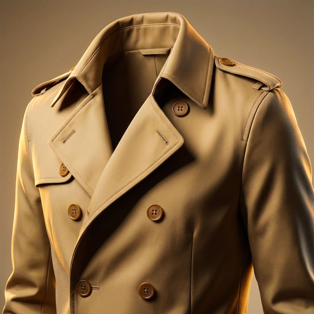 Men's Trench Coat with Nanosilk shell for in-between seasons - long coat