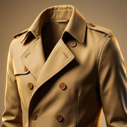 Men's Trench Coat with Nanosilk shell for in-between seasons - long coat
