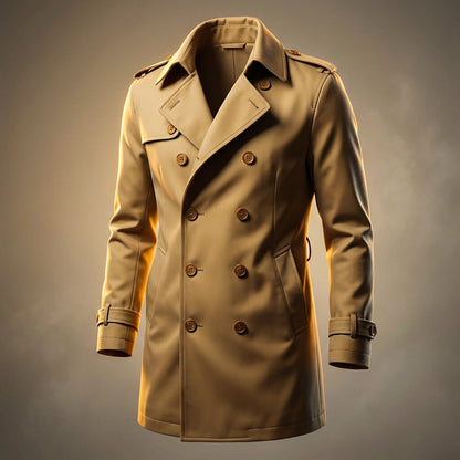 Men's Trench Coat with Nanosilk shell for in-between seasons - long coat