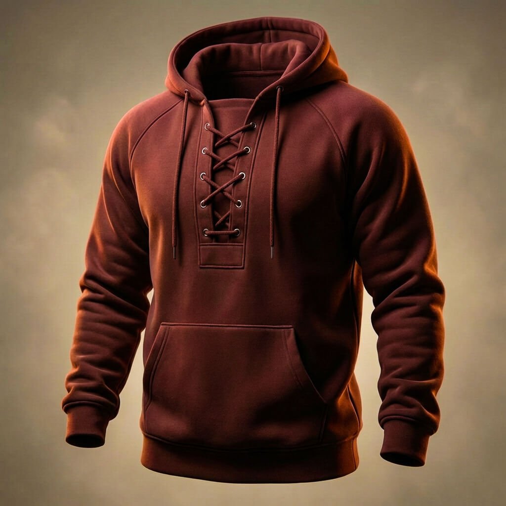 Men's Hoodie with Unique Lace-up Front for Everyday Wear