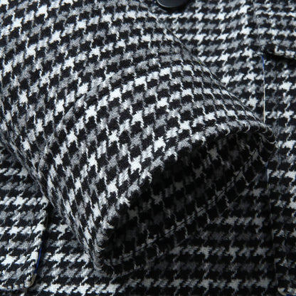 Men's Houndstooth Jacket with Soft-touch for Casual