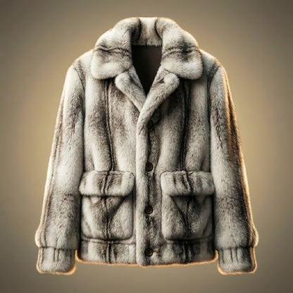 Men's Fur Jacket with Oversized Shawl Collar for Evenings
