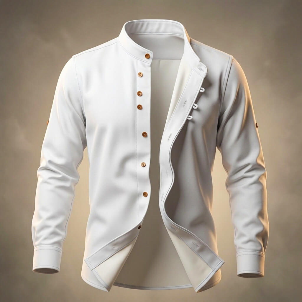 Men's Cotton Linen Shirt with Mandarin Collar for Smart-Casual