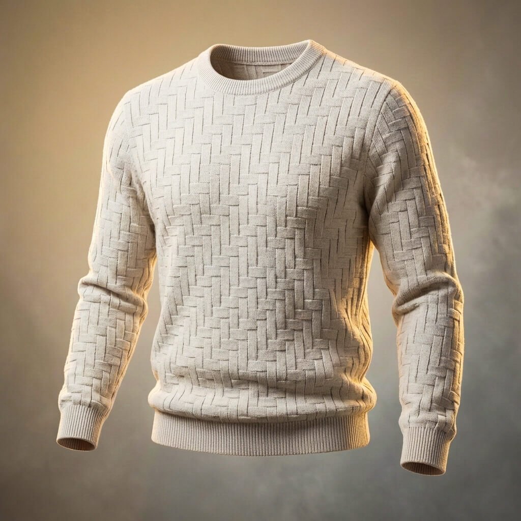 Men's Basketweave Knit Shirt for Smart-Casual Style