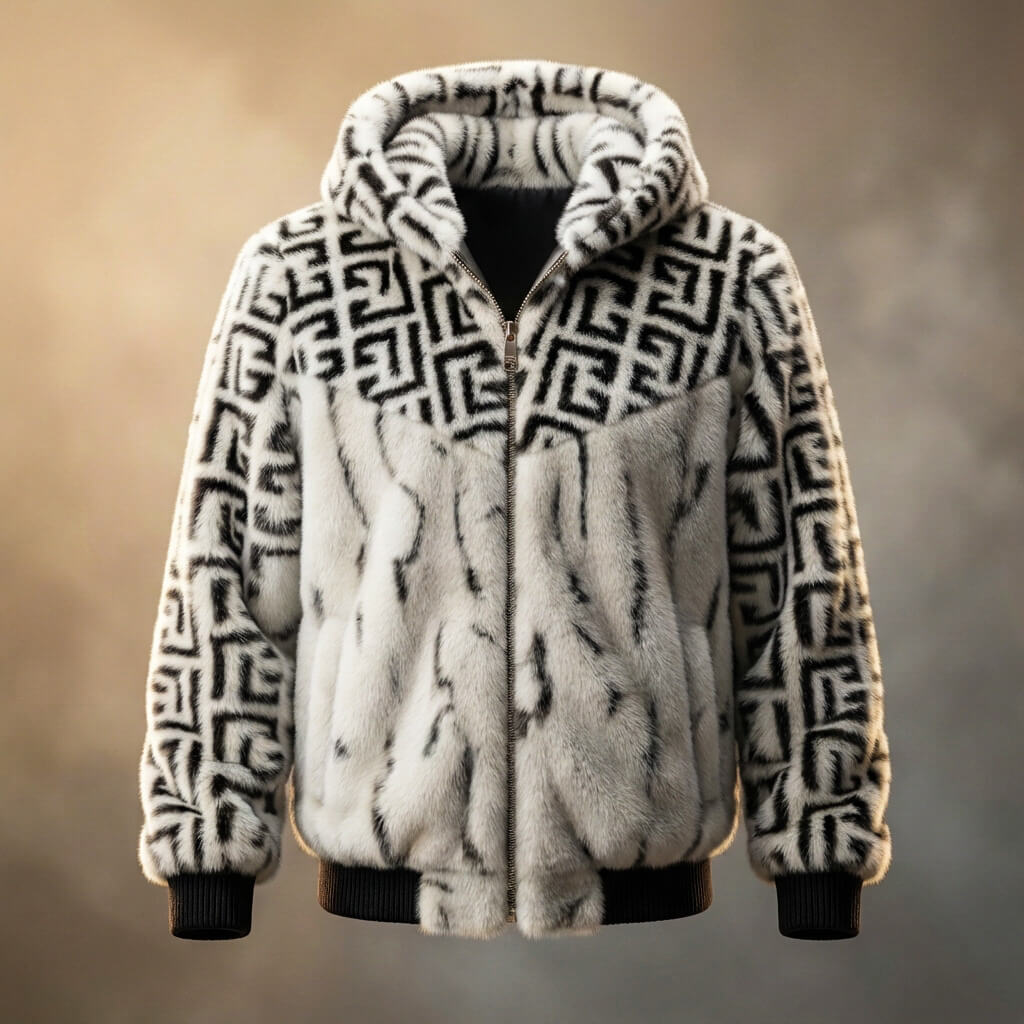Men's Hooded Fur Jacket for Winter Nights and Cold Days