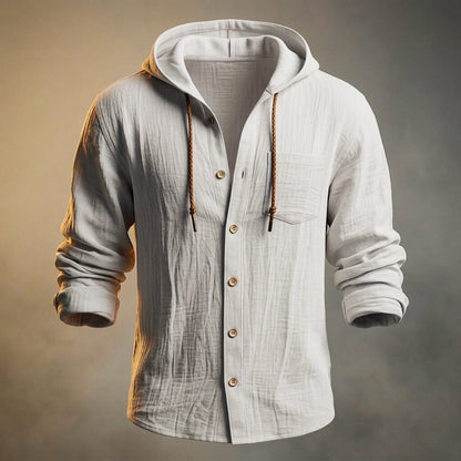 Men's Cotton-Linen Hooded Jacket for Spring Days Outdoors