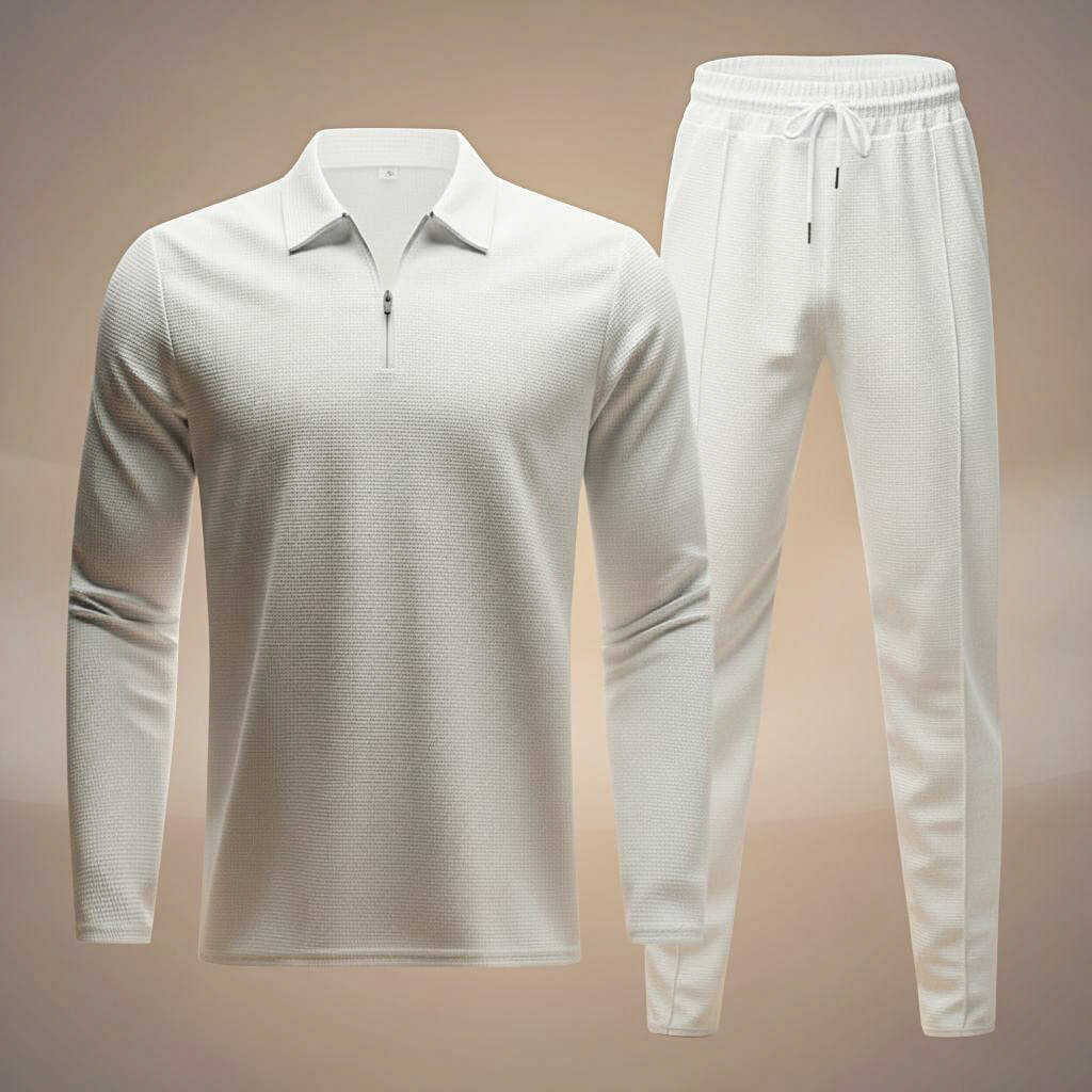 Men's Waffle-Knit Athleisure Set with Soft Hand for Home
