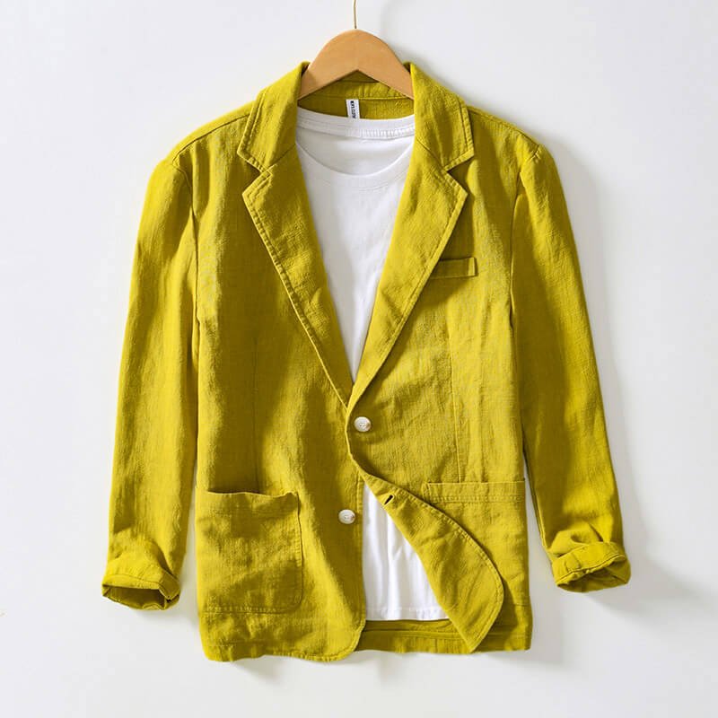 Men's Linen Blazer with Notched Lapels for Summer Events