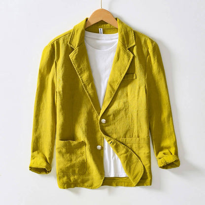 Men's Linen Blazer with Notched Lapels for Summer Events